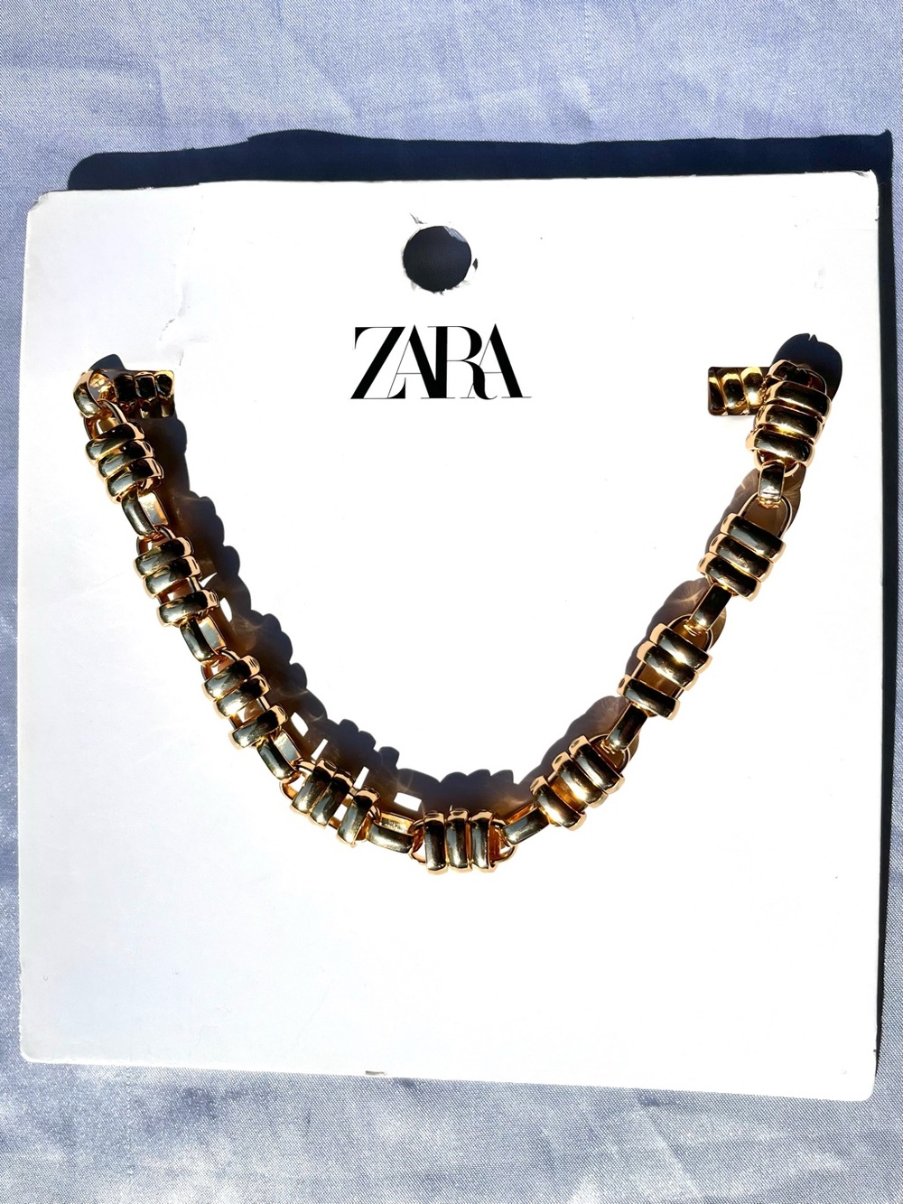 Zara Link Chain Necklace Combined Metal Links Golden NWT